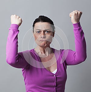 Angry 40s woman gesturing showing her exasperation