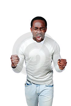 Angry african man screaming