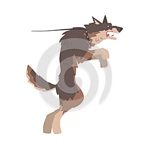 Angry Aggressive Dog Barking and Baring its Teeth Vector Illustration