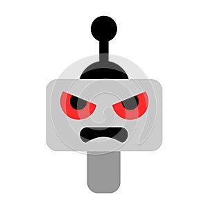 Angry and aggressive robot with aggressive feeling and emotion is glaring and staring