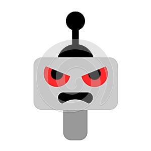 Angry and aggressive robot with aggressive feeling and emotion is glaring and staring photo