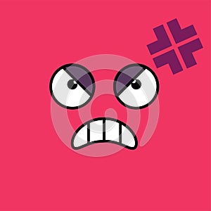 Angry, annoyed emoji vector illustration