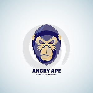 Angry Ape Abstract Vector Sign, Emblem or Logo Template. Monkey Face Symbol. Gorilla Head Silhouette. Good as a Sport