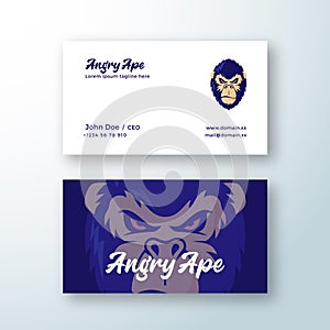 Angry Ape Abstract Vector Sign, Symbol or Logo Logo and Business Card Template. Monkey Face Symbol. Gorilla Head