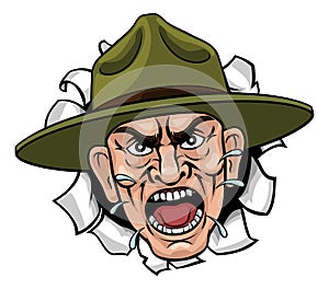 Angry Army Bootcamp Drill Sergeant Cartoon