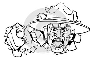 Angry Army Bootcamp Drill Sergeant Cartoon