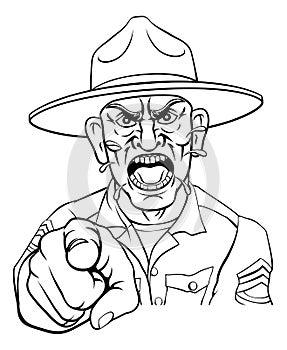 Angry Army Bootcamp Drill Sergeant Cartoon