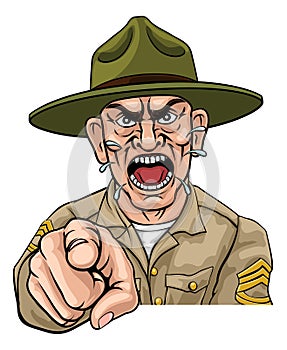 Angry Army Bootcamp Drill Sergeant Cartoon photo