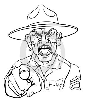 Angry Army Bootcamp Drill Sergeant Cartoon photo