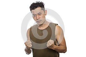 Angry Athletic Asian Man