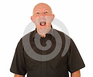 Angry bald man shouting