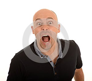 Angry bald man shouting