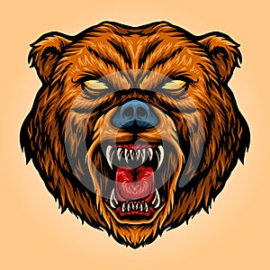 Angry Bear Cartoon Mascot Aggressive