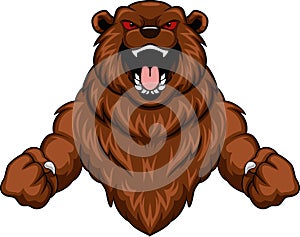 Angry bear cartoon mascot character