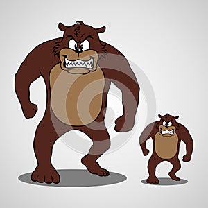 Angry bear character illustration vector