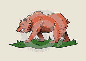 Angry bear, dangerous beast. Vector illustration.