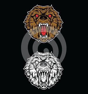 Angry bear head drawing