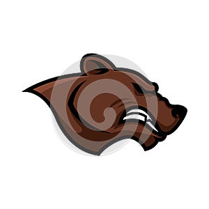 Angry bear head. Grizzly Bear Mascot Head.