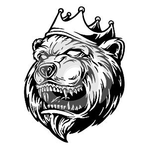 Angry Bear King Logo extreme Sport Silhoette