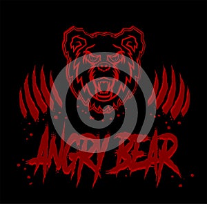 Angry Bear Mascot Vector Logo.