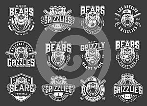 Angry bear sport clubs mascot logos