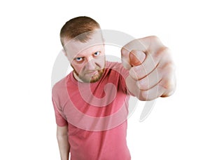 Angry bearded man shown fig