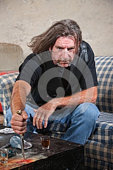 Angry Biker Gang Man with Dagger