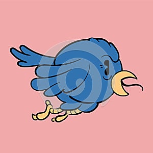 The angry bird screams. Vintage toons: funny character, vector illustration trendy classic retro cartoon style