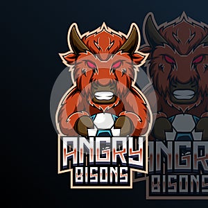 Angry Bison Football Animal Team Badge