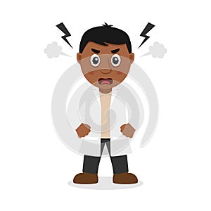 Angry Black Male Doctor Cartoon Character