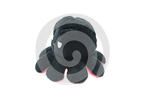 Angry black octopus cute doll isolated on the white background