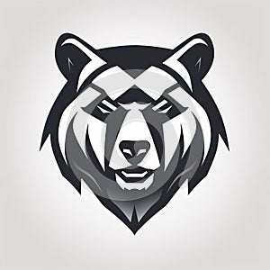 Angry Black And White Bear Logo With Multi-layered Geometry