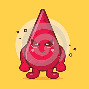 Angry blood drop character mascot isolated cartoon in flat style design