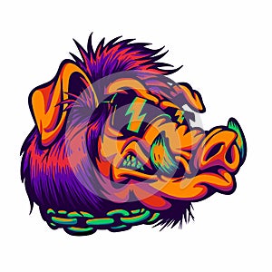 Angry boar with sunglasses vector illustration