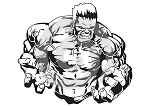 Angry bodybuilder with strong muscular hands