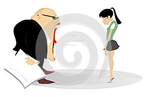 Angry boss and employee woman illustration