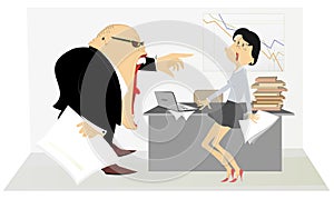 Angry boss and employee woman illustration