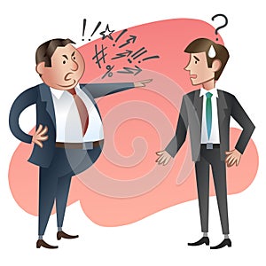 Angry boss with his employee.