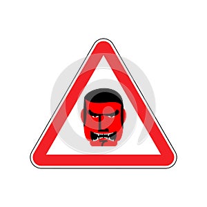 Angry Boss Warning sign red. Evil Head Hazard attention symbol.