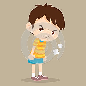 Angry boy disgruntled look on face