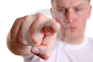 Angry boy with finger