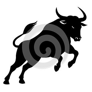 angry bull buffalo black white art vector illustration.