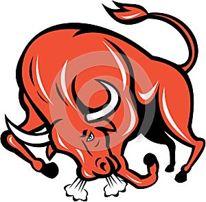 Angry Bull Charging Cartoon