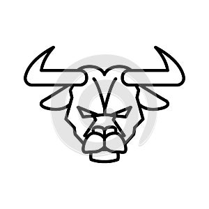 Angry bull head lineart mascot