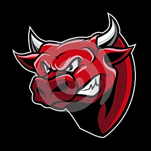 Angry Bull Head Mascot Illustration Vector
