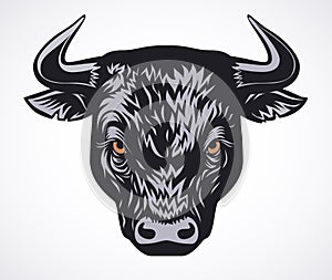 Angry bull head vector illustration on white background