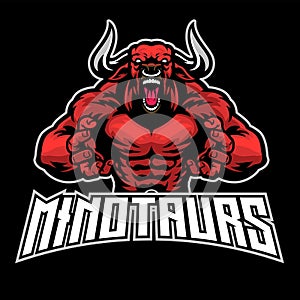 Angry bull minotaur esport mascot