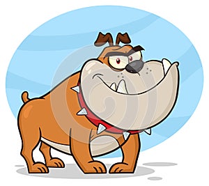 Angry Bulldog Dog Cartoon Mascot Character Brown Color.