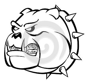 Angry Bulldog Face Side View Black And White Vector Illustration