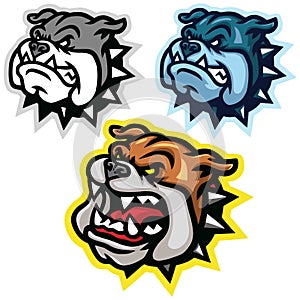 Angry Bulldog Head Mascot Logo Set Design Collection